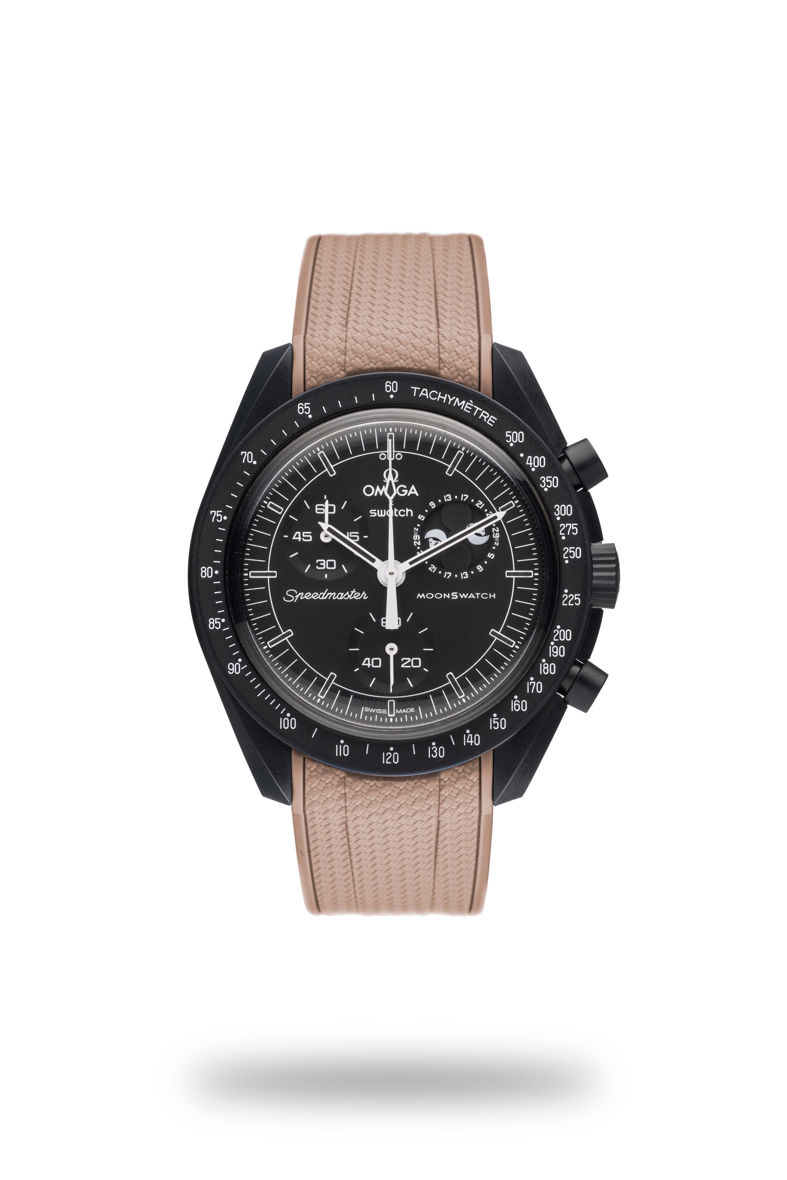 Beige Rubber Watch Strap Omega Swatch
