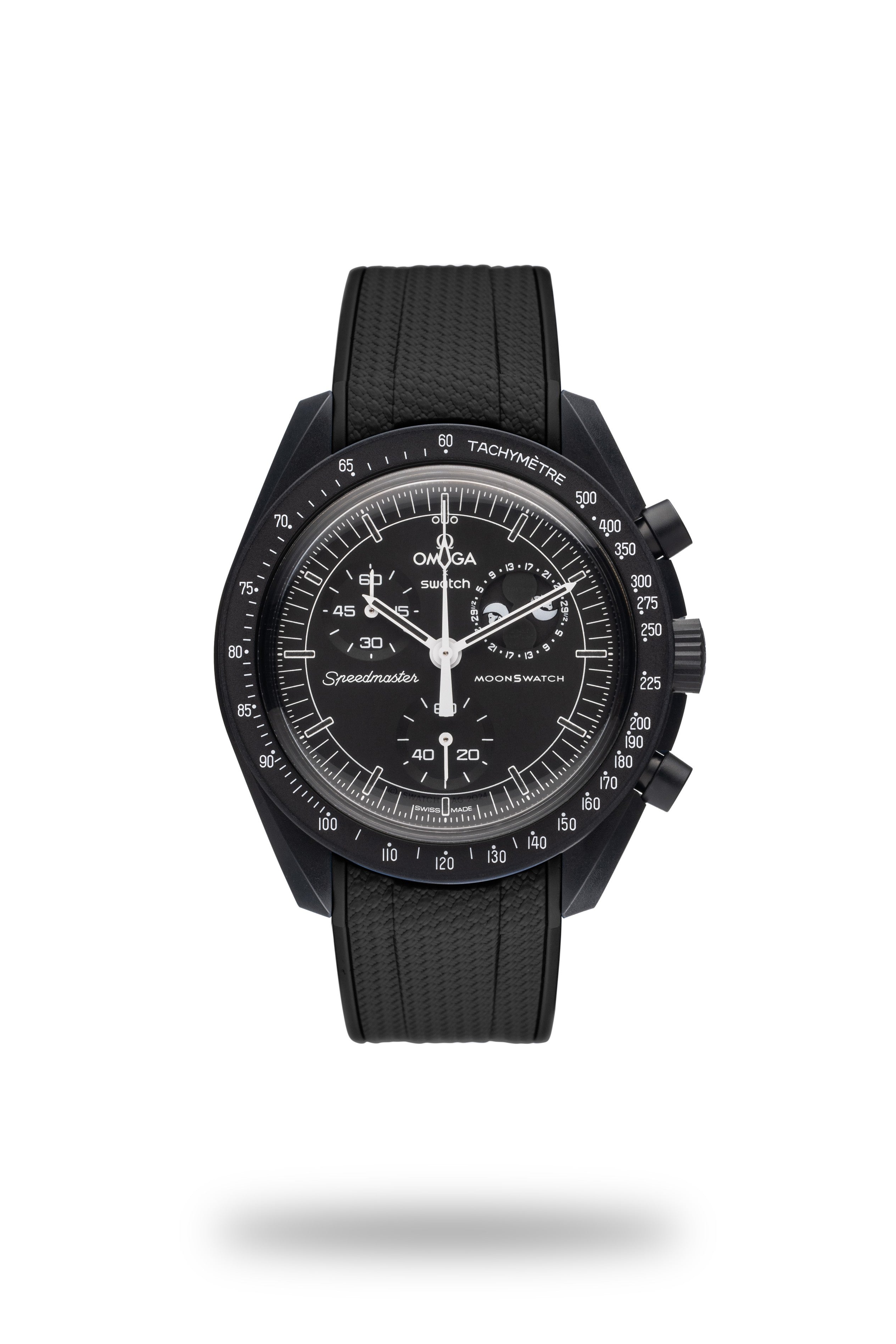 Black Rubber Watch Strap Omega Swatch