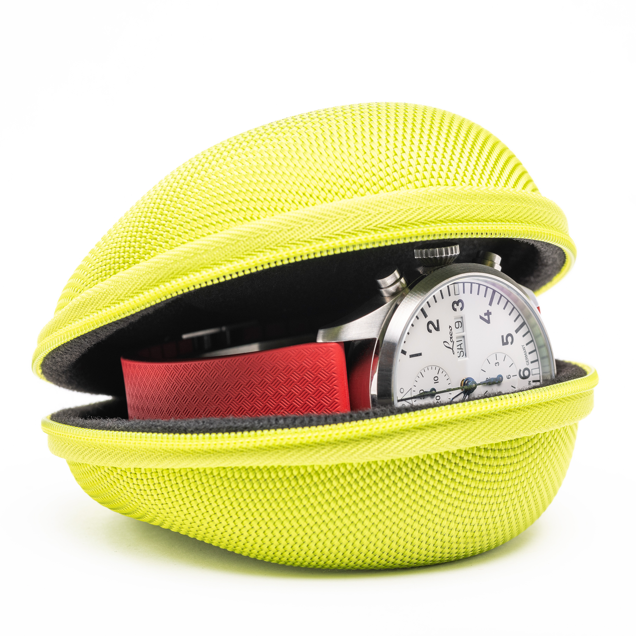Cased In Time Secure Single Watch Travel Case - Lime Green