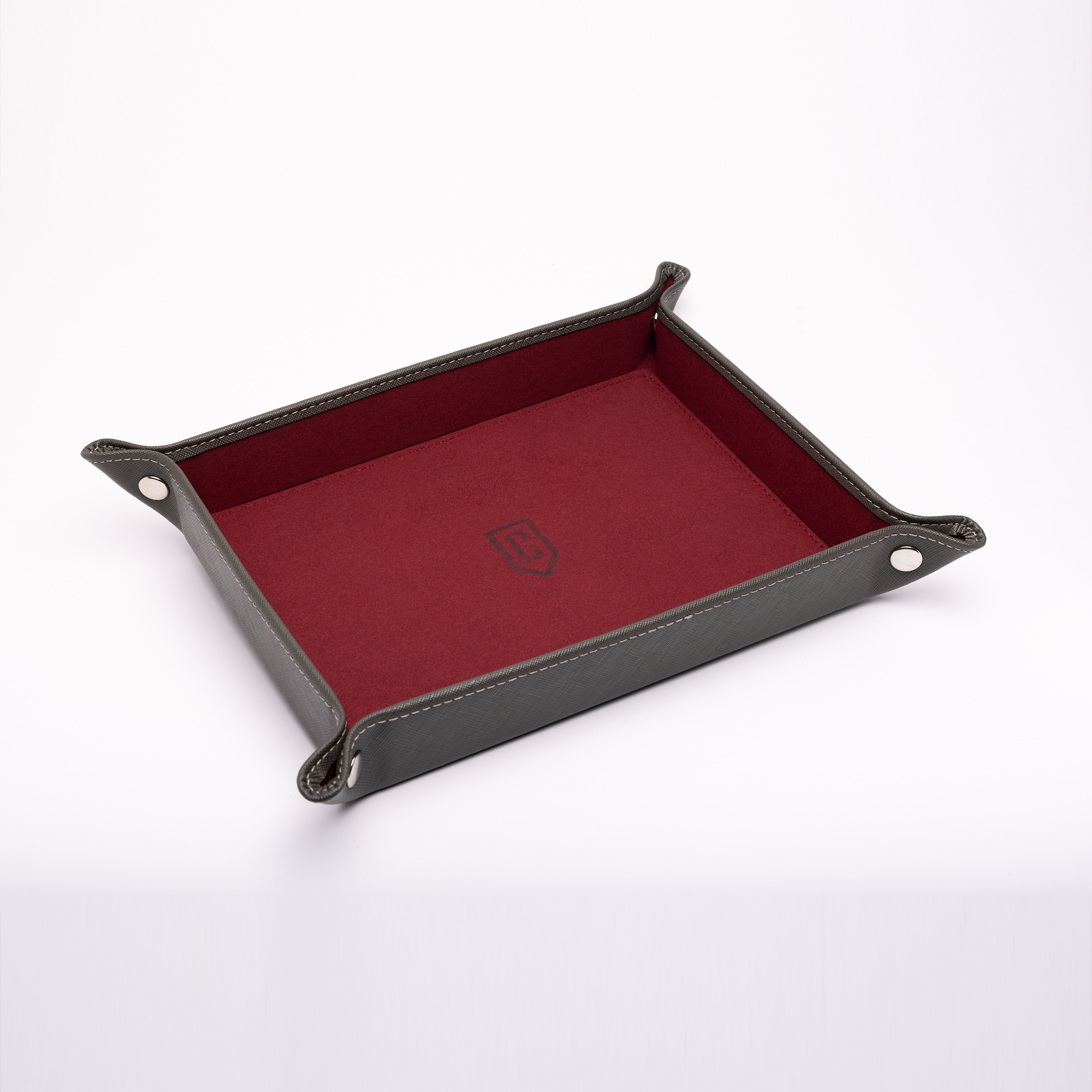 Best Saffiano Leather Valet Tray | Cased In Time Chilli Red