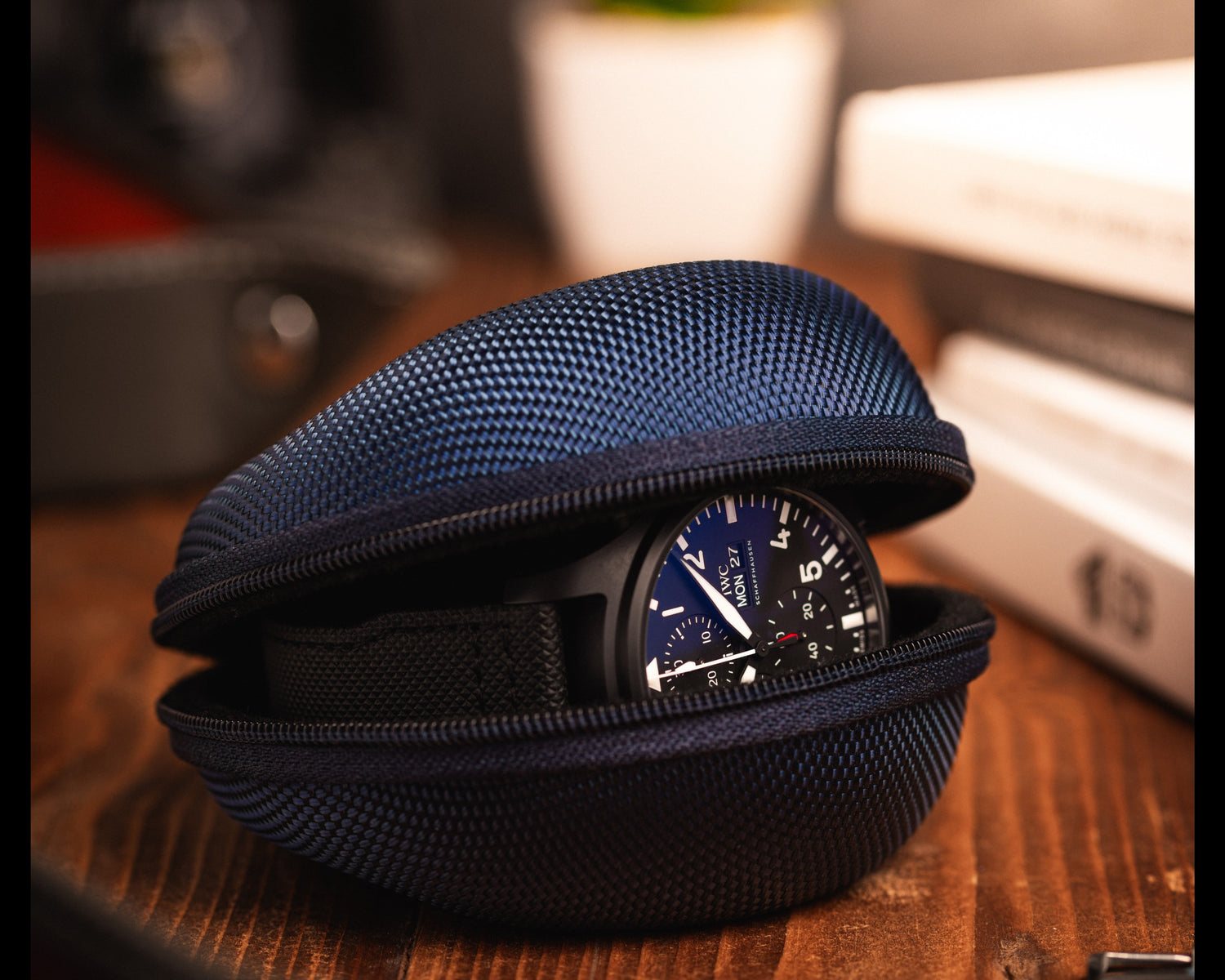 ink blue watch travel case