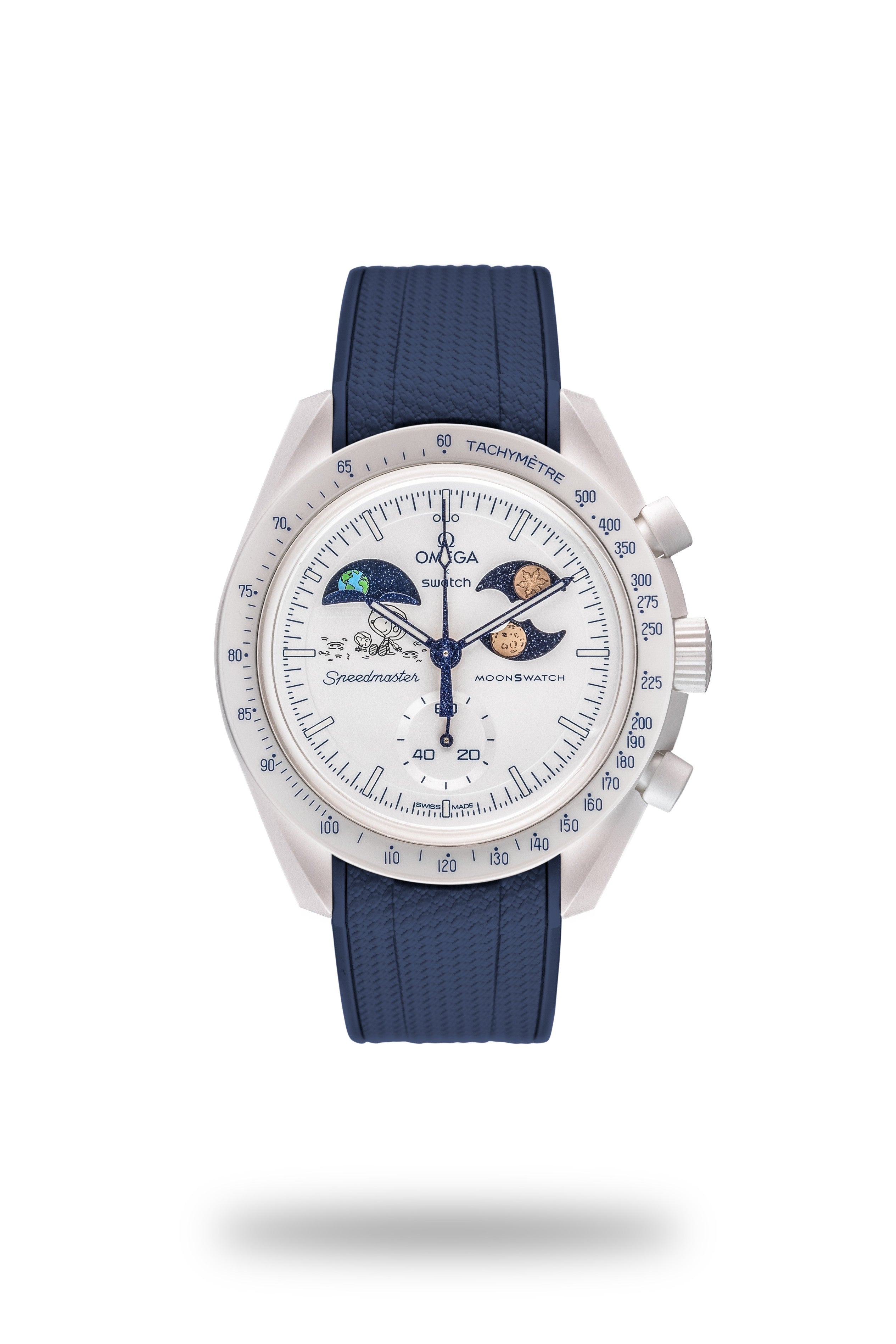 Omega Swatch Blue Rubber Watch Strap