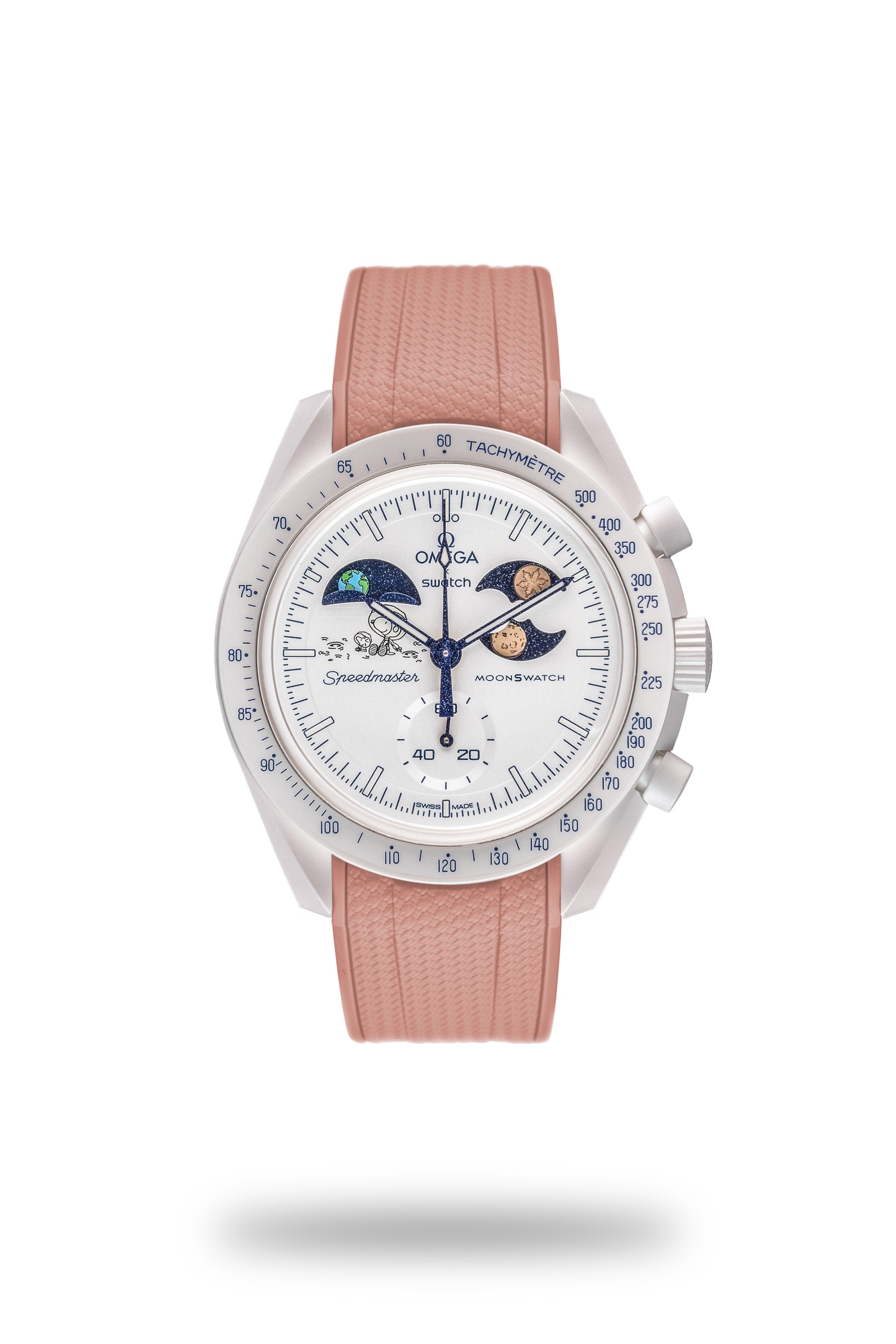 Omega Swatch Rubber Pink Watch Strap