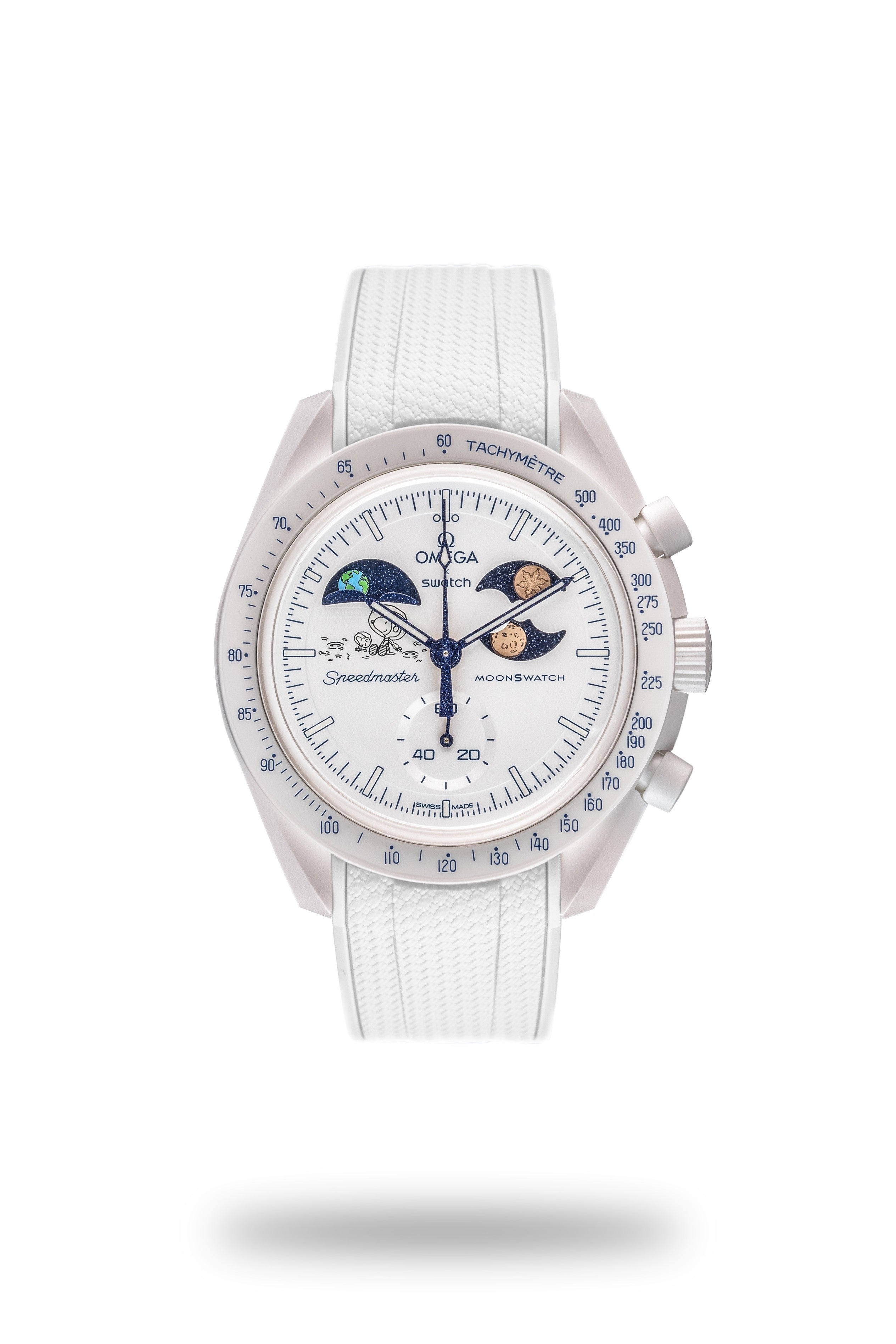 White Omega Swatch Rubber Watch Strap