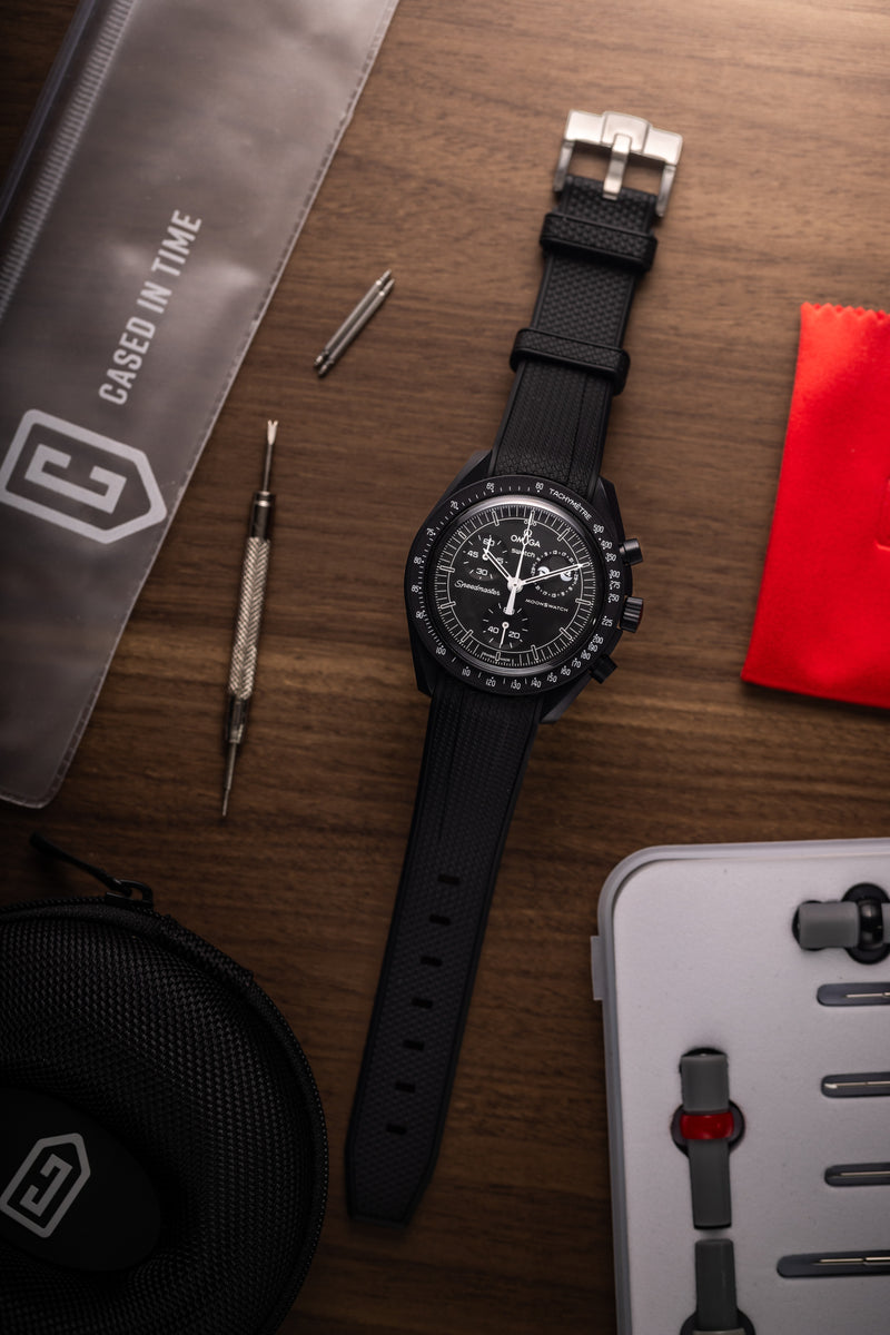 Black Omega Swatch Rubber Strap