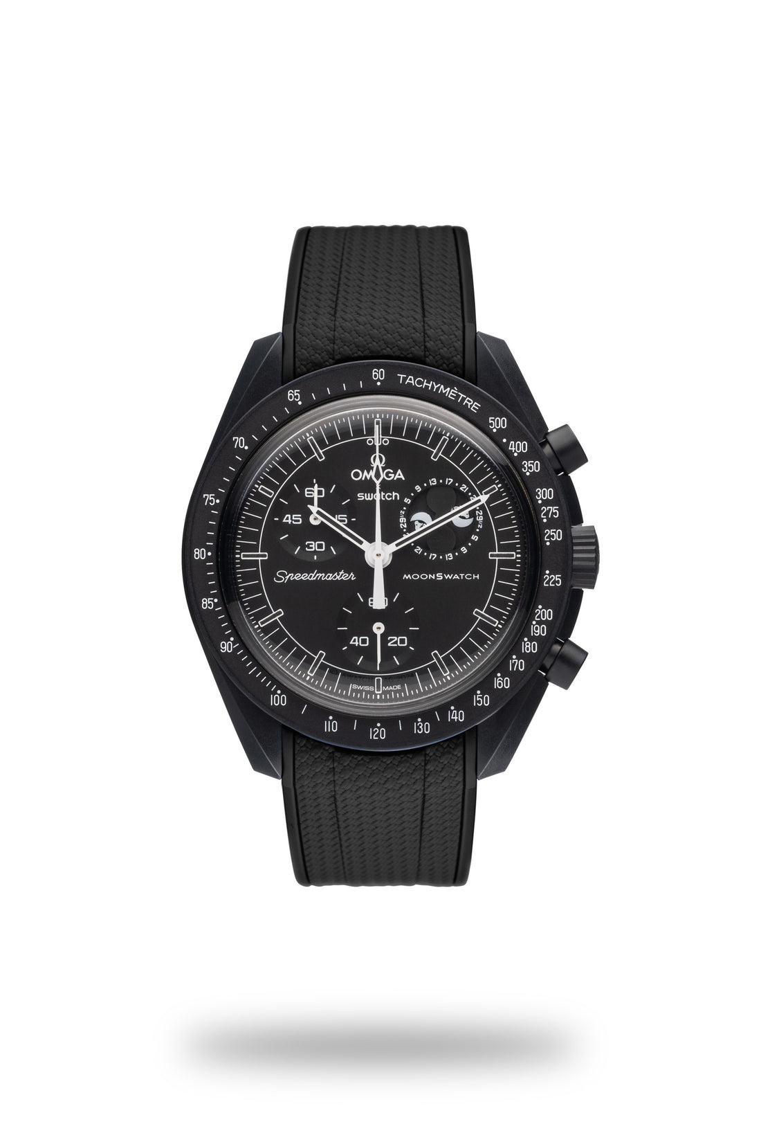 Black Rubber Watch Strap Omega Swatch 