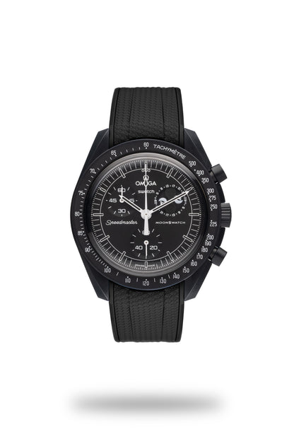 Black Rubber Watch Strap Omega Swatch 
