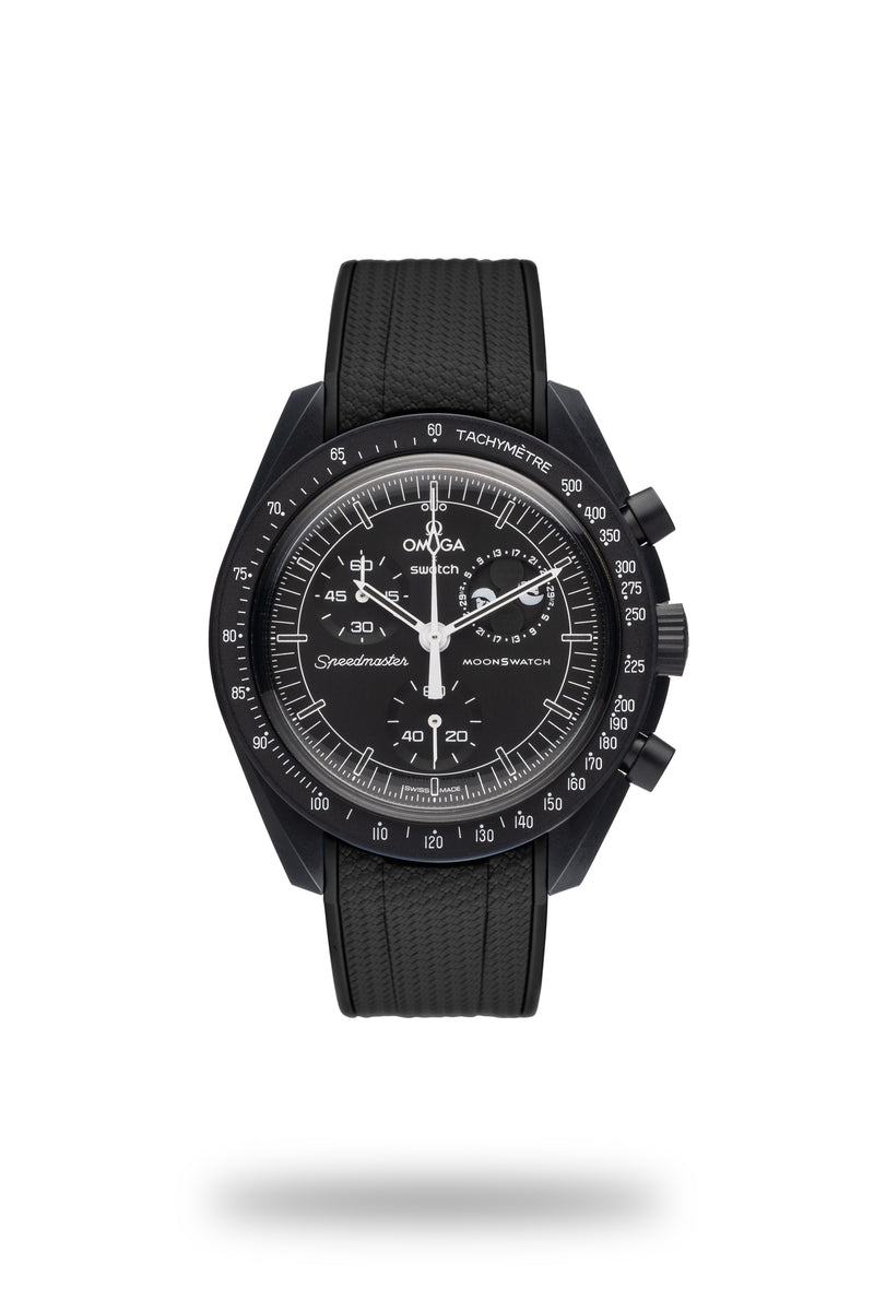 Black Rubber Watch Strap Omega Swatch 