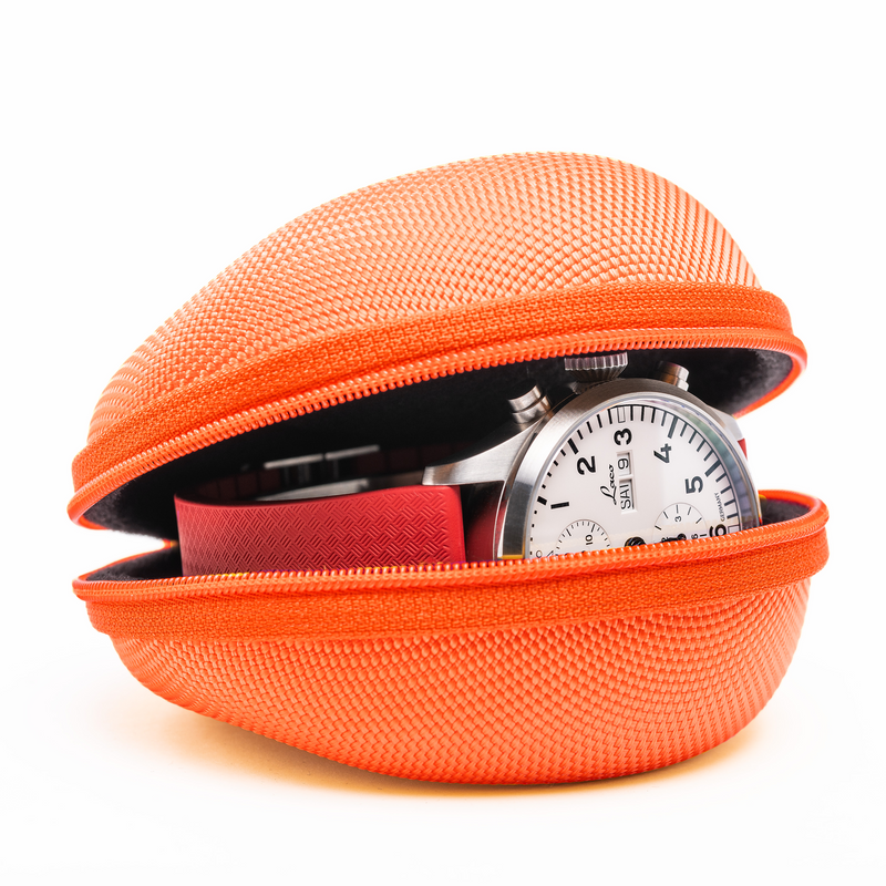 Cased In Time Secure Single Watch Travel Case - Mandarin Orange