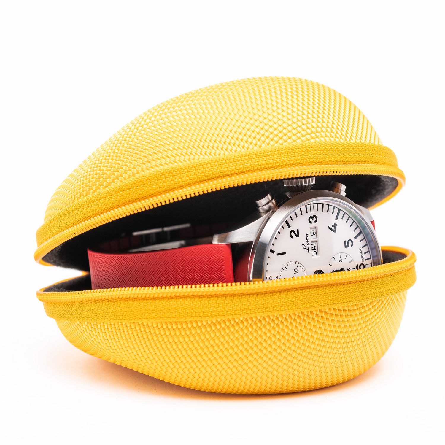 Cased In Time Secure Single Watch Travel Case - Zesty Lemon