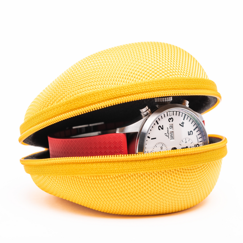 Cased In Time Secure Single Watch Travel Case - Zesty Lemon