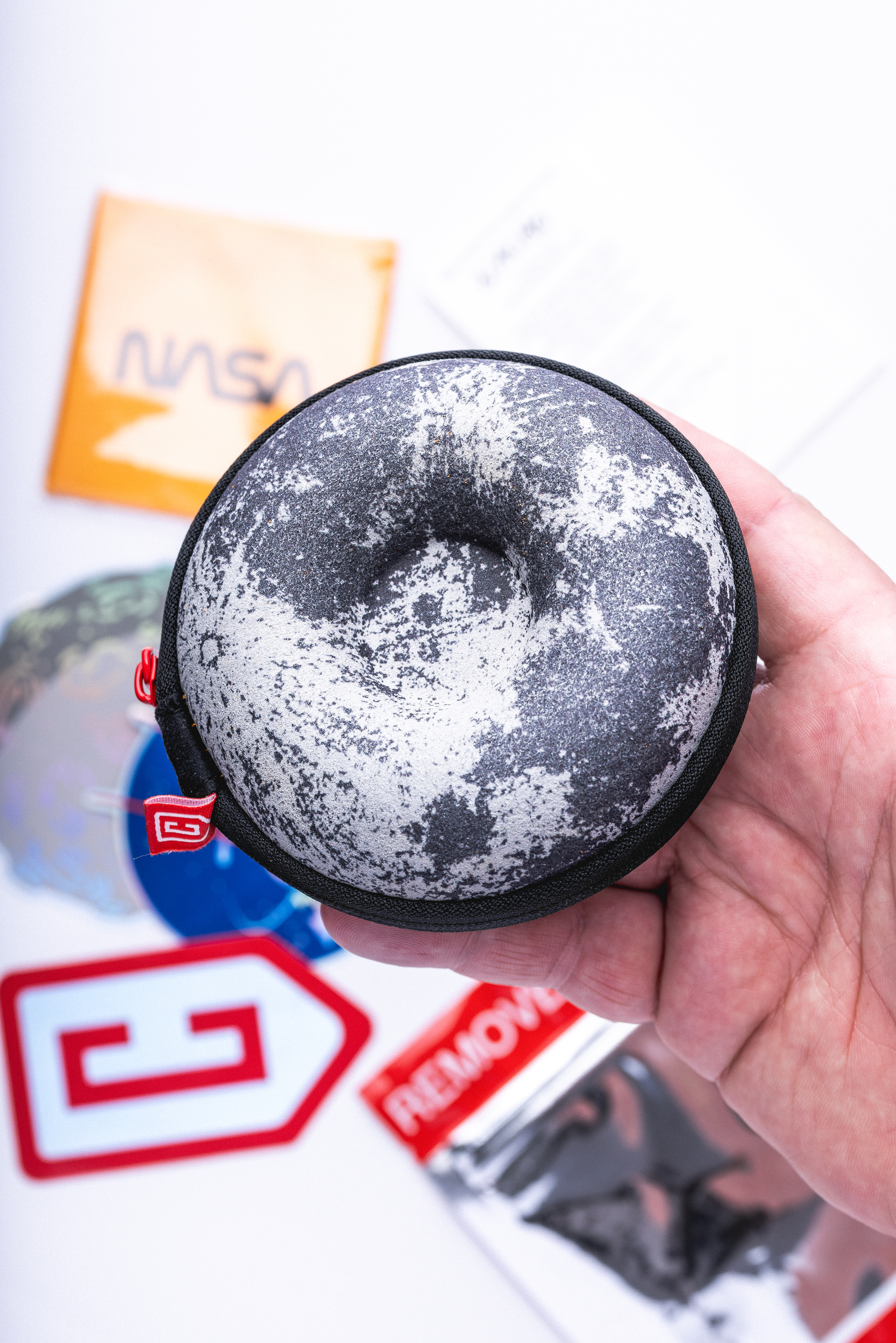 cased in time d'ohnut single watch protection case moon design nasa 