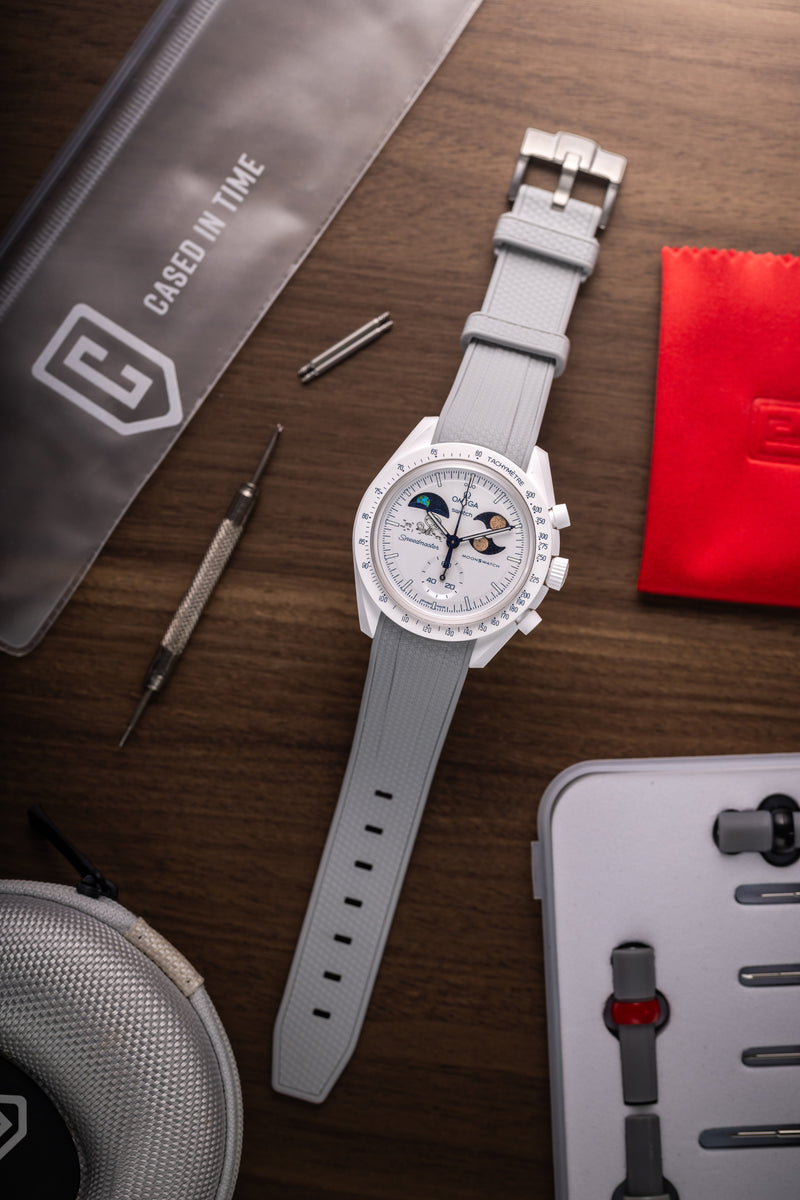 Grey Omega Swatch Rubber Strap