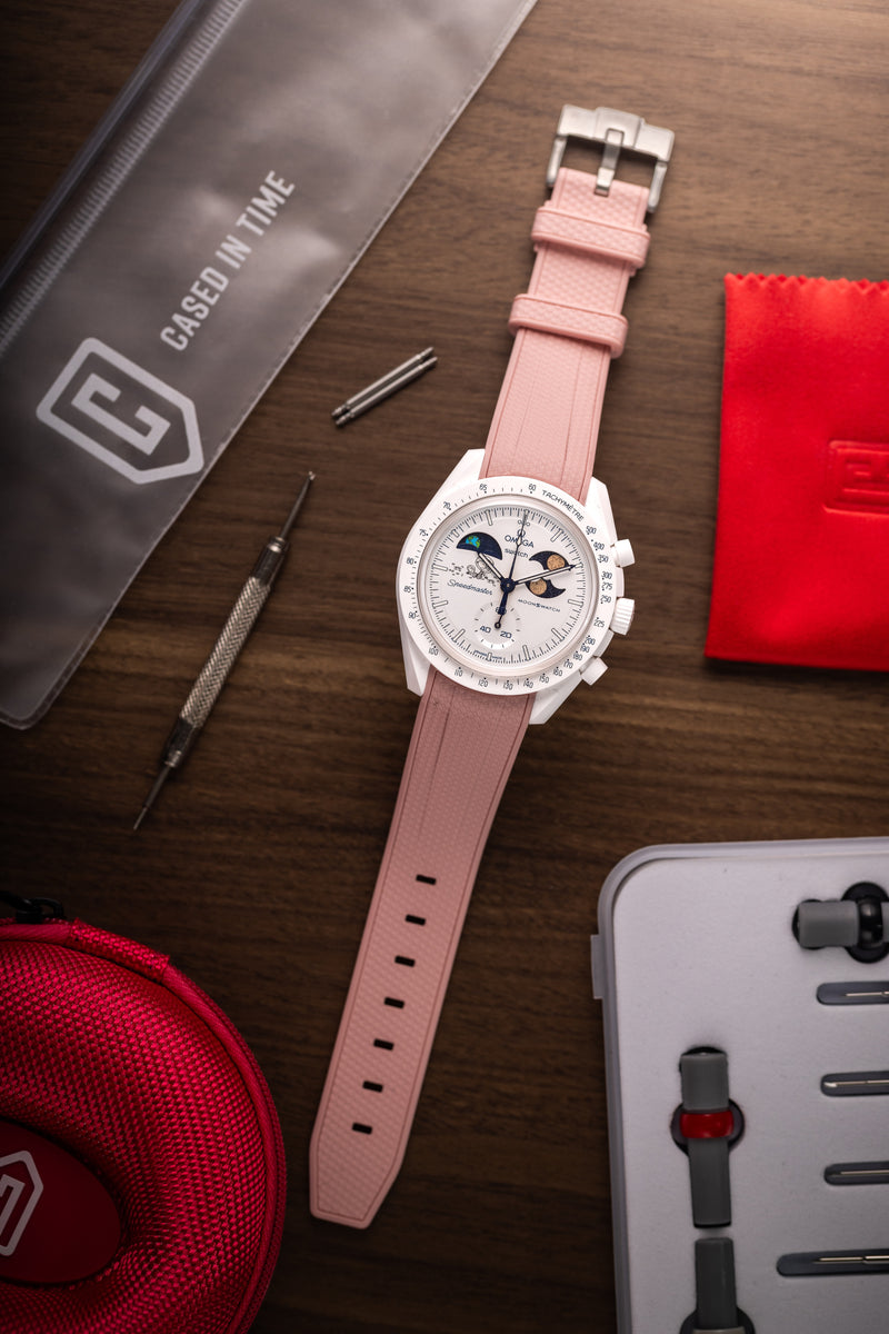 Pink Omega Swatch Rubber Strap
