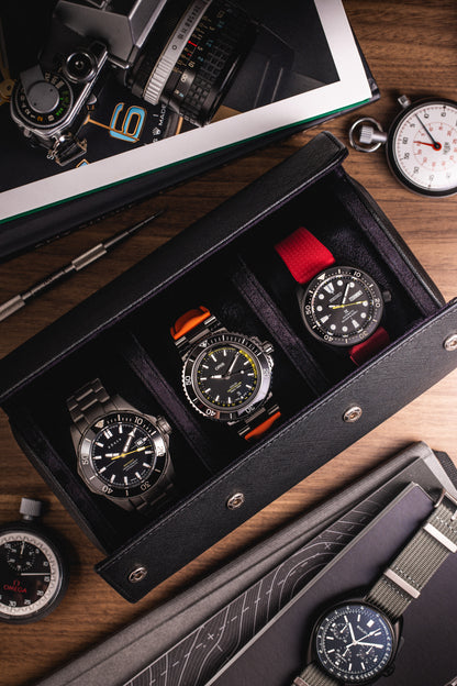Cased in Time 3-Watch Roll Black Edition