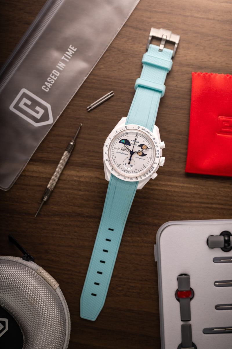 Rubber Watch Strap For Omega X Swatch Moonswatch Light Blue