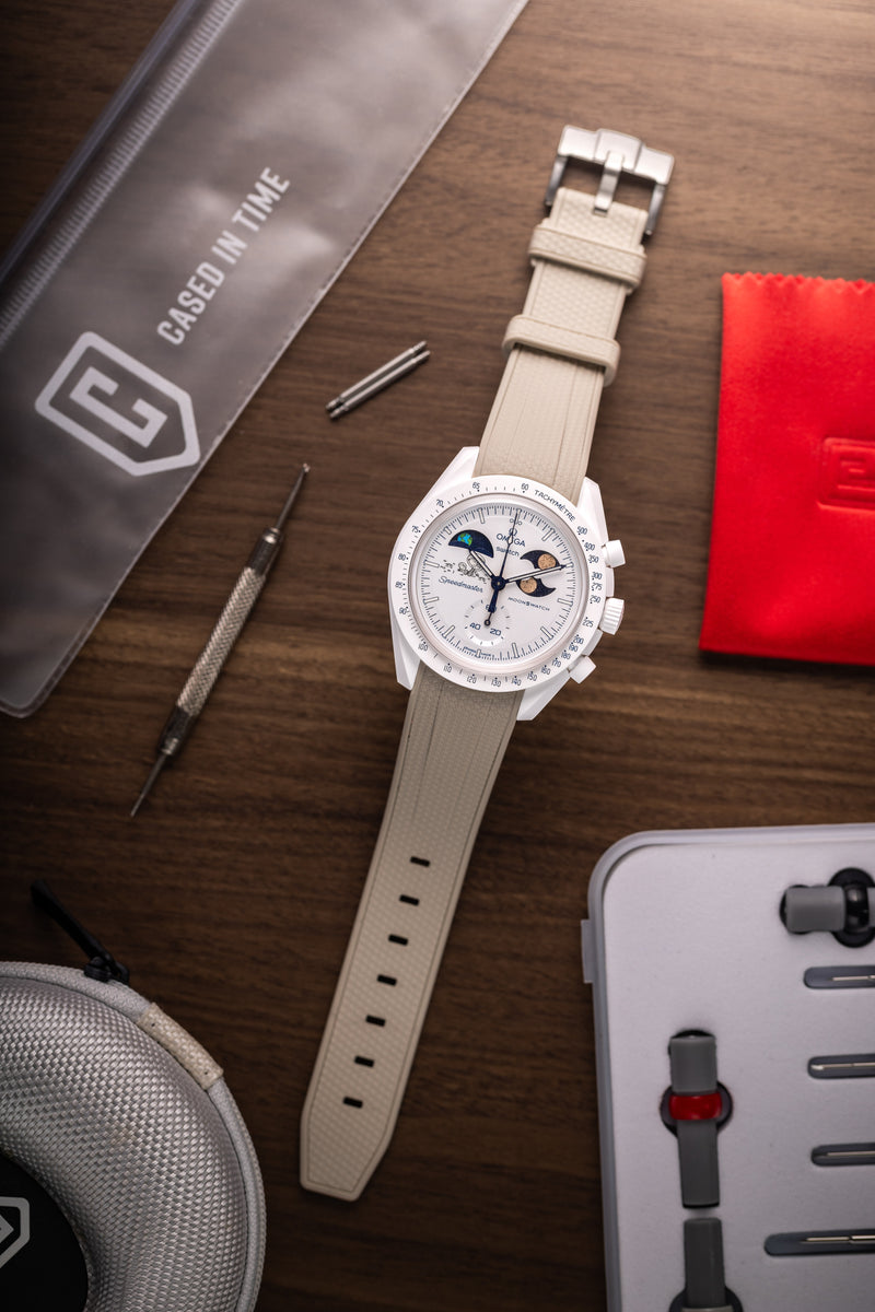 Rubber Watch Strap For Omega X Swatch Moonswatch Beige