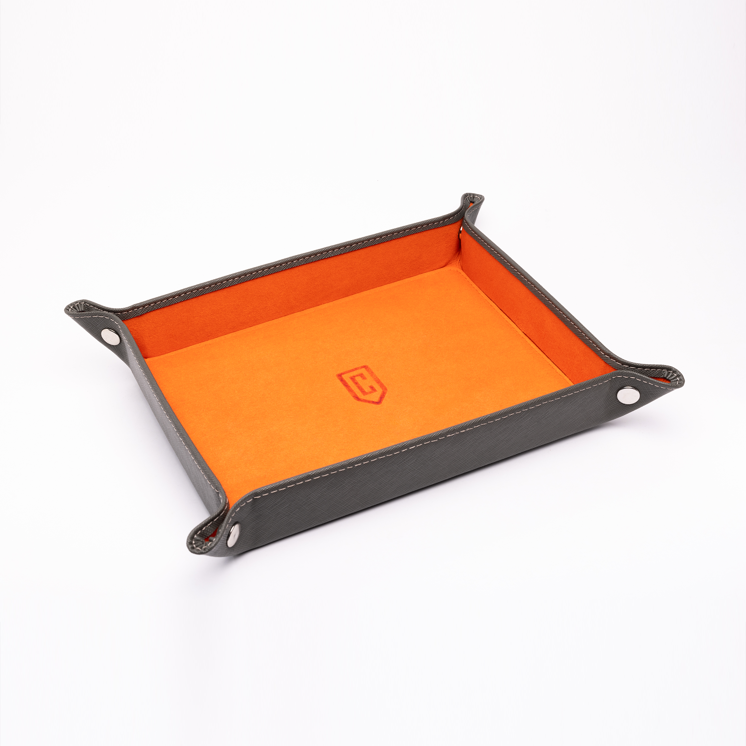 Best Saffiano Leather Valet Tray | Cased In Time Aerospace Orange
