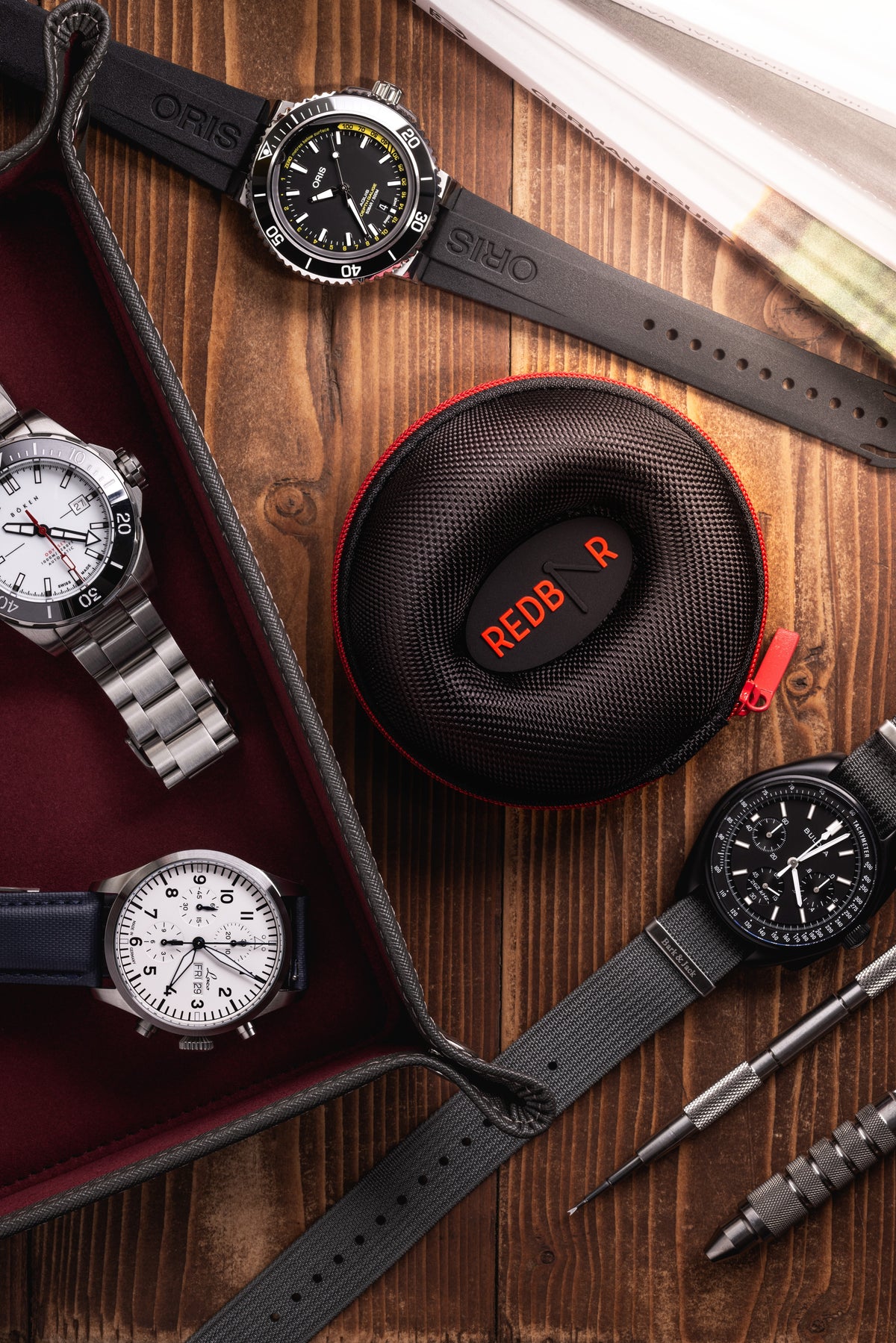 Secure Single Watch Travel Case - Redbar